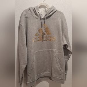Adidas Gray Hoodie with Gold Logo